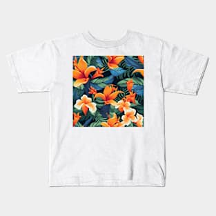 Tropical Flowers Pattern 8 Kids T-Shirt